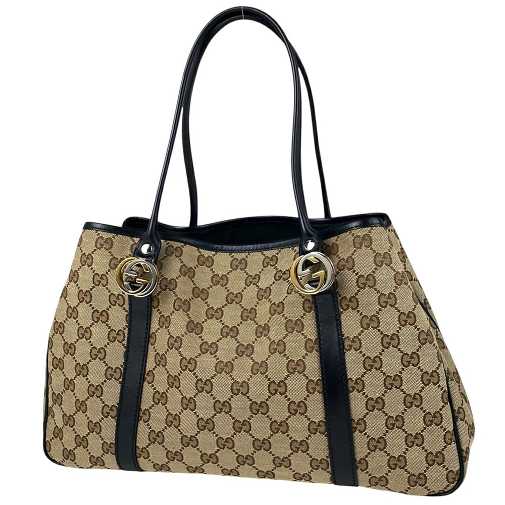 Gucci GG tote bag shoulder handbag Twins canvas brown black
